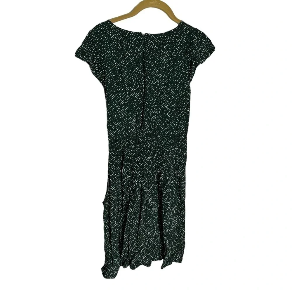 Loft Micro Polka Dot Green Tie Side Dress 0
